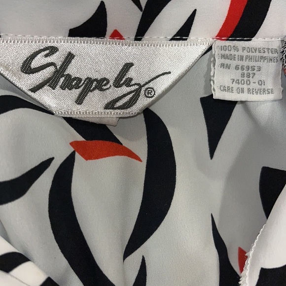 Vintage 80s SHAPELY Print Blouse/Top~Banded Bottom - Picture 6 of 7